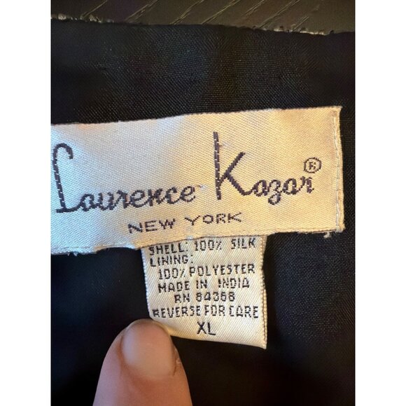 Lawrence Kozar Beaded Silk Evening Jacket Black Gold Metallic Embellished XL - Picture 2 of 7